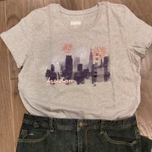 FREEDOM Patriotic Heather Gray NEW Ladies Med Lg XXL Short Sleeve T-shirt